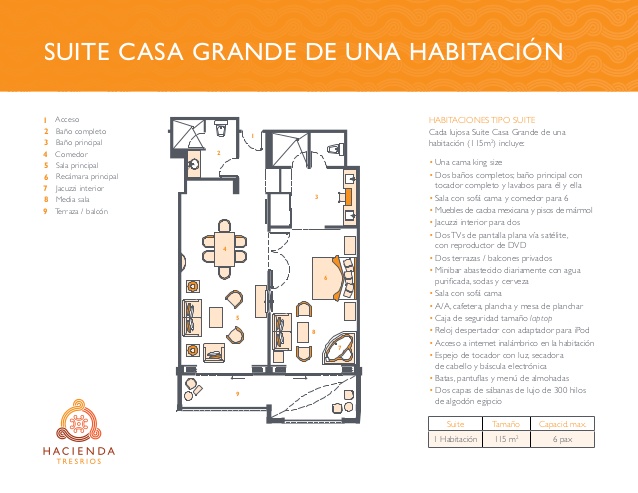 hacienda tres rios 1 bedroom floor plan