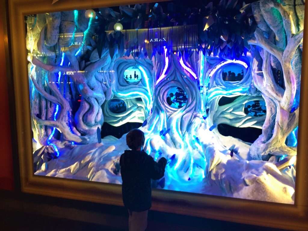 The Macy's holiday windows are one of the fun things to do in Chicago in December.