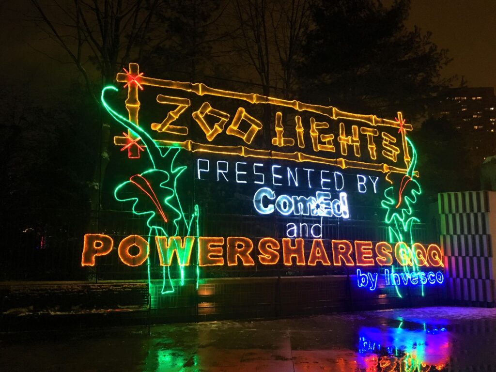 fun things to do in Chicago in December include the Christmas Lights at Lincoln Park Zoo are one of the best fun things to do in Chicago in December.