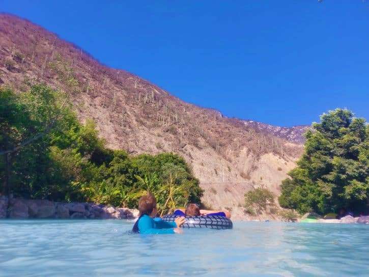 Using at floating in the river at Grutas Tolantongo Mexico