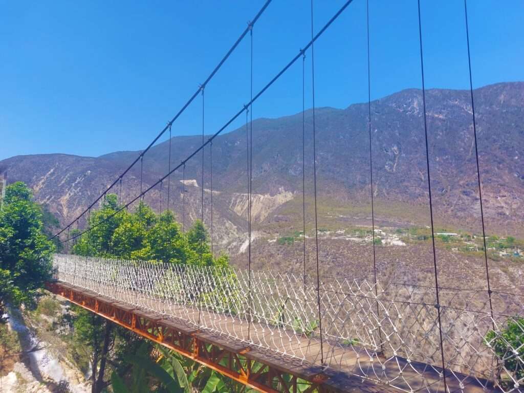 The suspension bridge at Grutas Tolantongo Mexico gives an excellent view of the canyon!