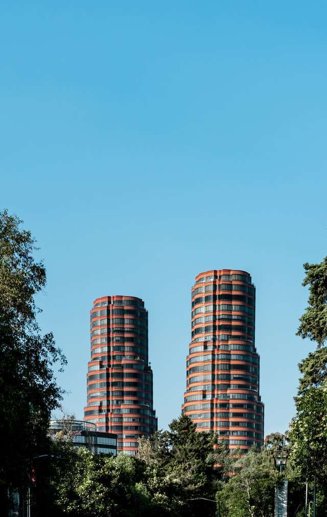 Round high rise condo buildings in Polanco.