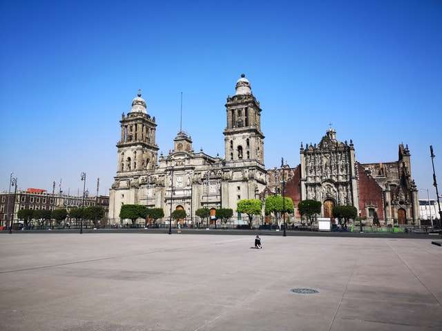 Zocalo in Centro Historico on a sunny day.