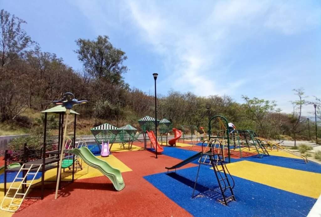 Playgrounds are a great way to meet local families when visiting Oaxaca with kids.