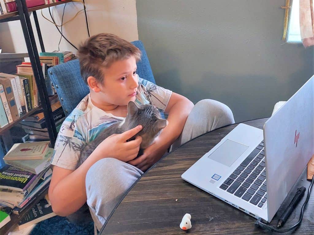 Little Man attending his Kubrio virtual homeschool group in Nevada, USA.