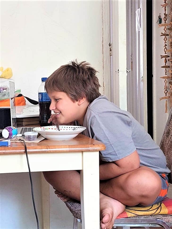 Little Man attending his Kubrio Virtual homeschool group in Mexico City.