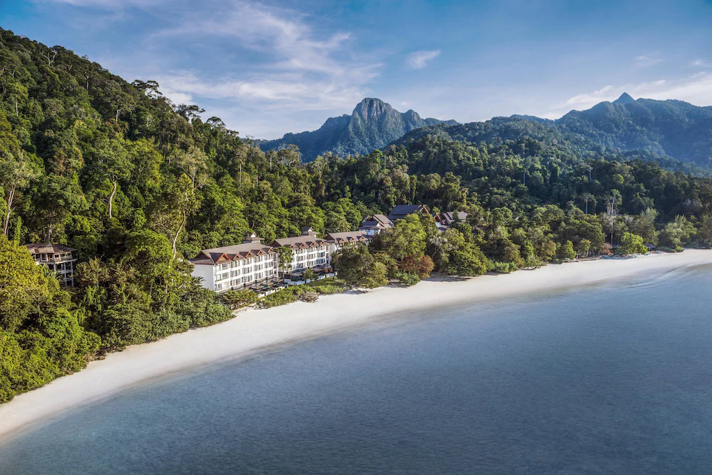Aerial view of the Adaman Resort Langkawi and the Adaman Sea.