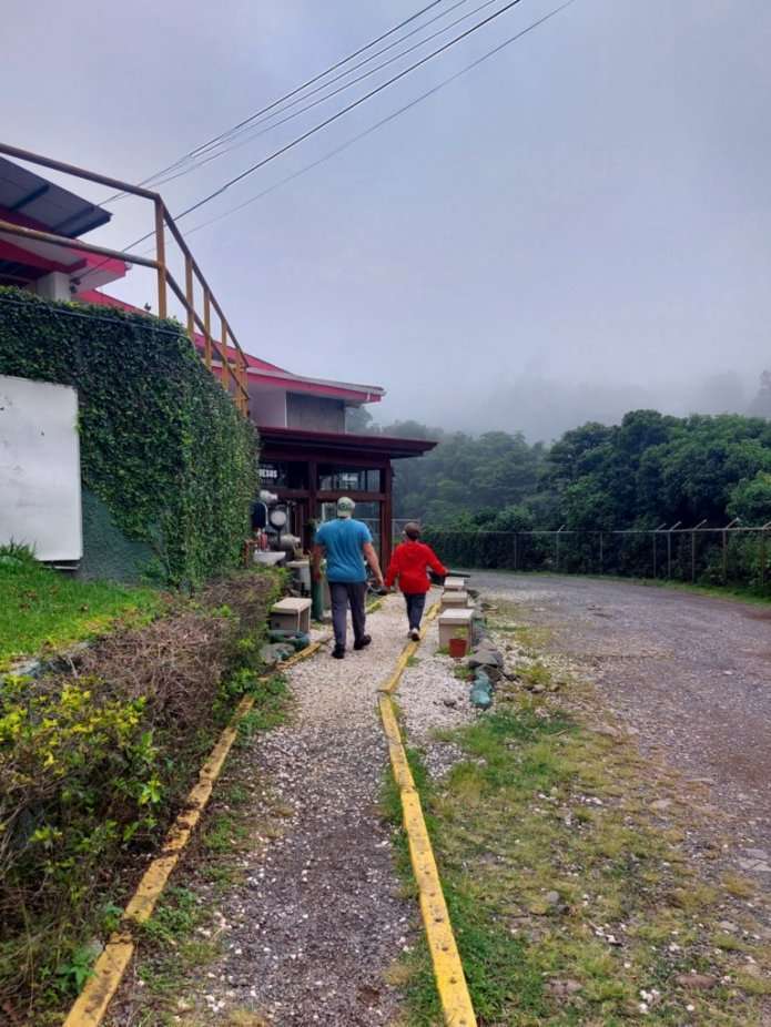 David and Little Man walking up to the Monteverde Cheese Factory