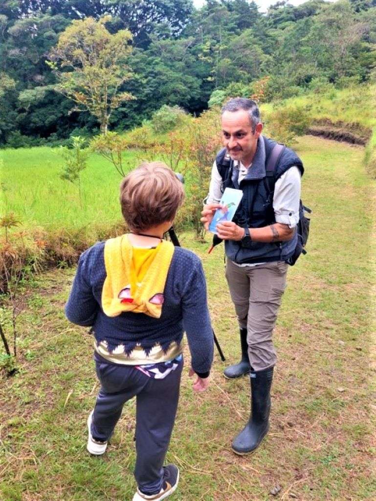 Little Man with our wildlife refuge Monteverde guide at Curi Cancha.
