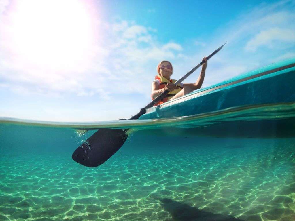 A woman kayaking in Guatemala