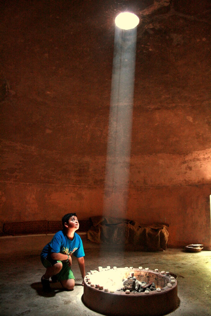 Boy at a temazcal ceremony Tulum.