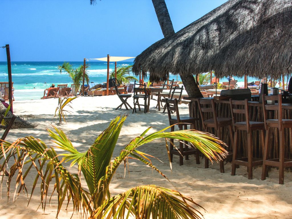 Beach bar in Tulum Mexico