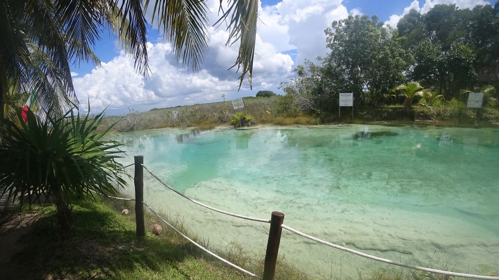 Roped off part of the Los Rapidos Bacalar river.
