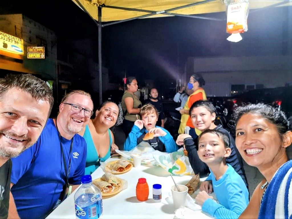 My family on one of the food tours in Playa del Carmen with some friends