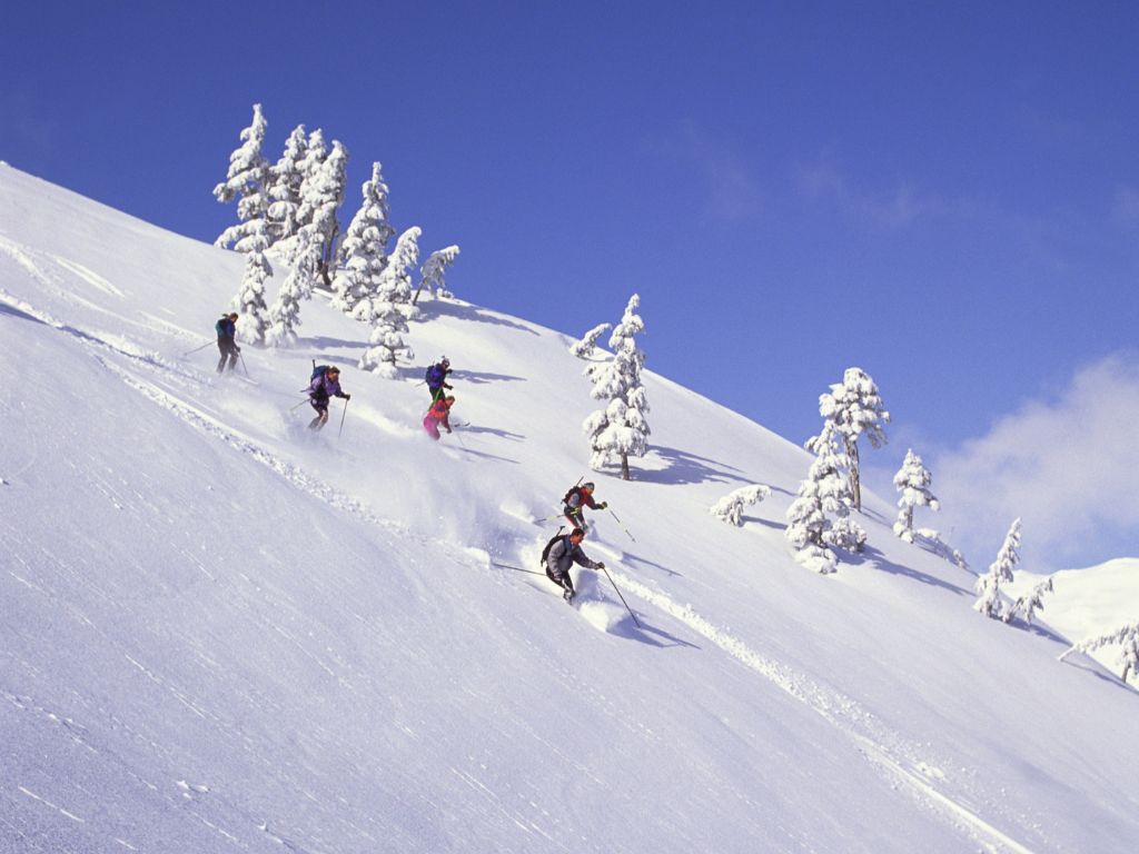 Skiers at eagle crest ski area in Juneau Alaska