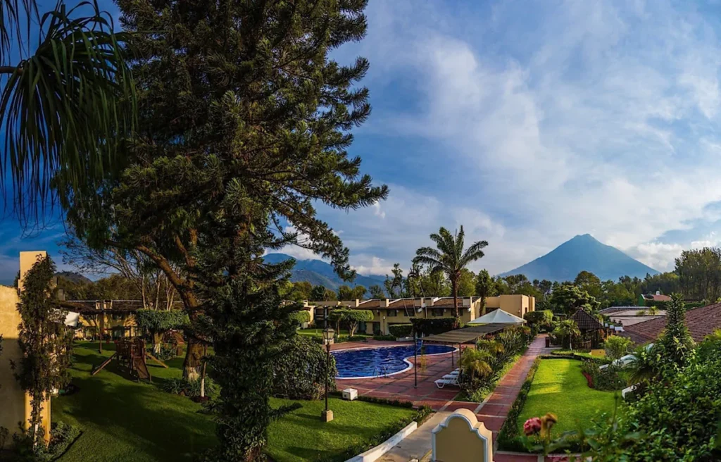 One of three outdoor pools at Hotel La Soleil Antigua Guatemala