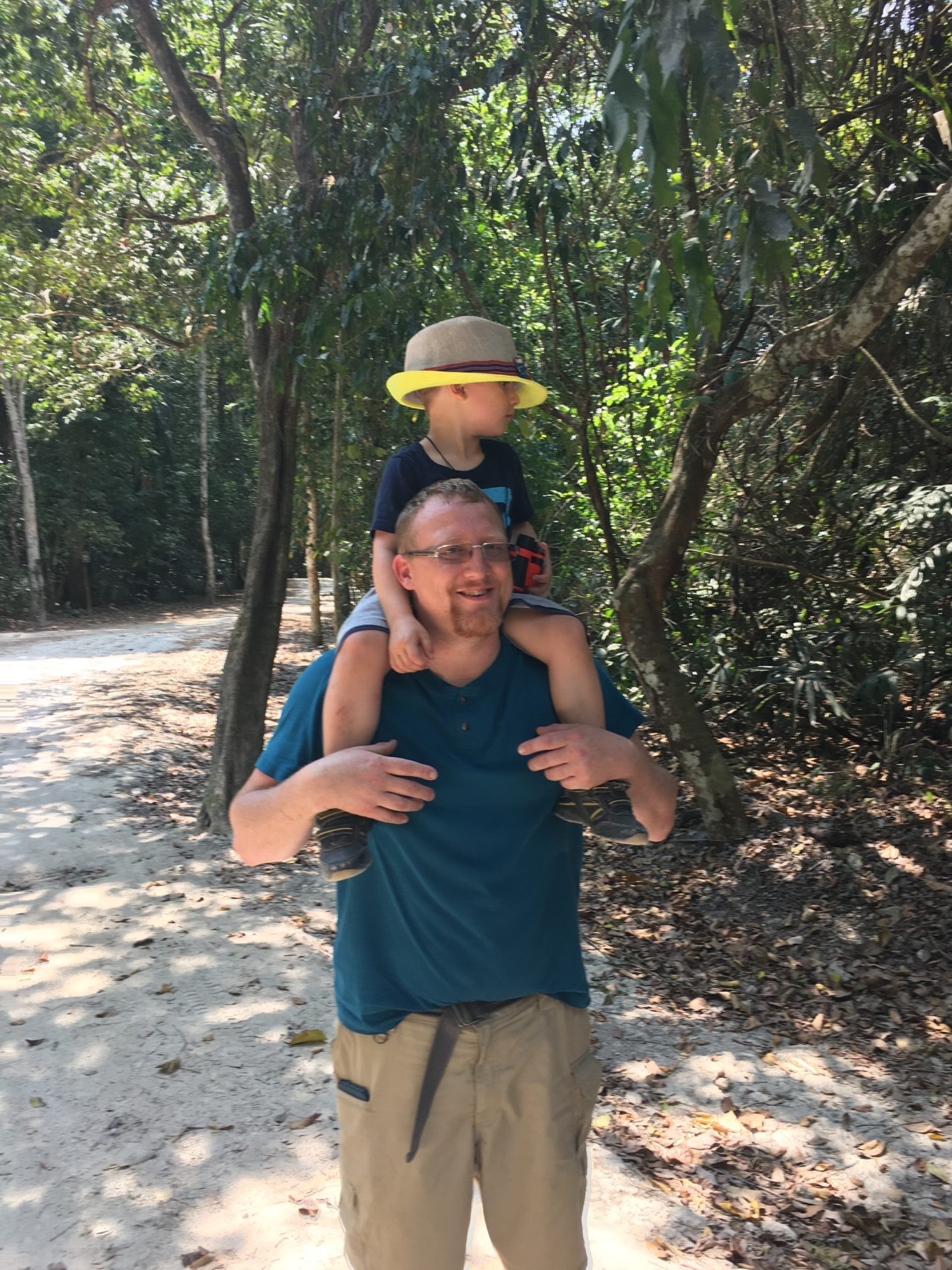 David and Little Man on a walkway at Tikal