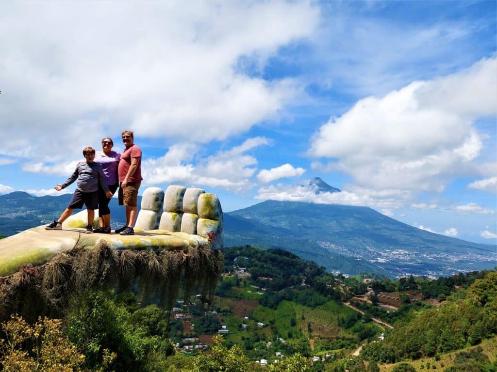 Our family standing on the Hobbitenango Hand near Antigua, Guatemala