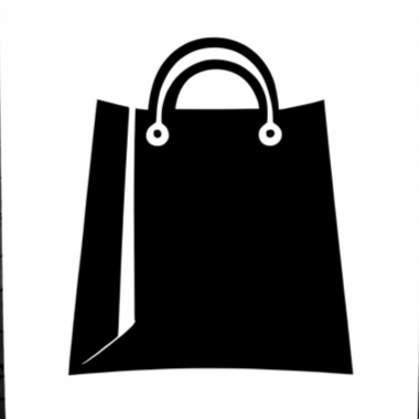 black shopping bag graphic on a white background