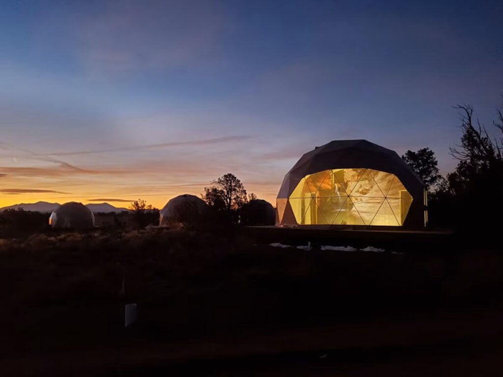 Clear Sky Resorts domes at sunset