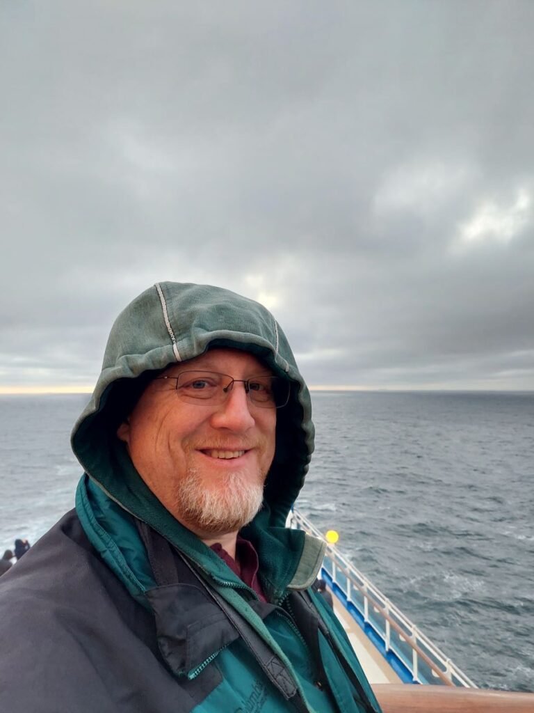 David at sunrise at 2am on the best antarctica cruise for families we could have chosen.