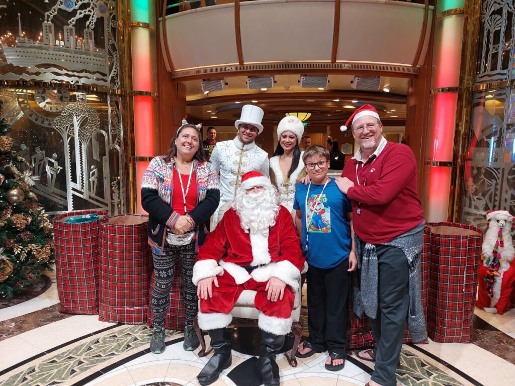 Our family pic with Santa on Christmas 2023 during our Antarctica family cruise