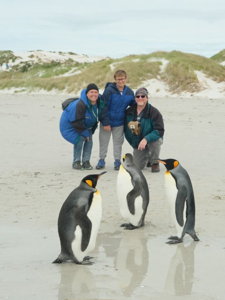 Our family with 3 king penguins