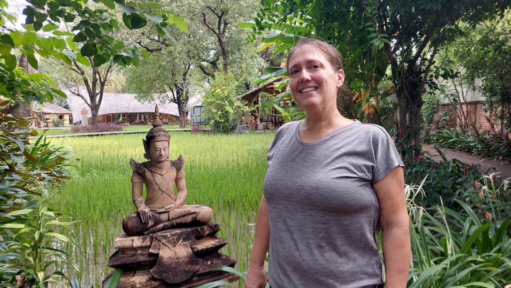 Brodi at the artisan village in Siem Reap with kids
