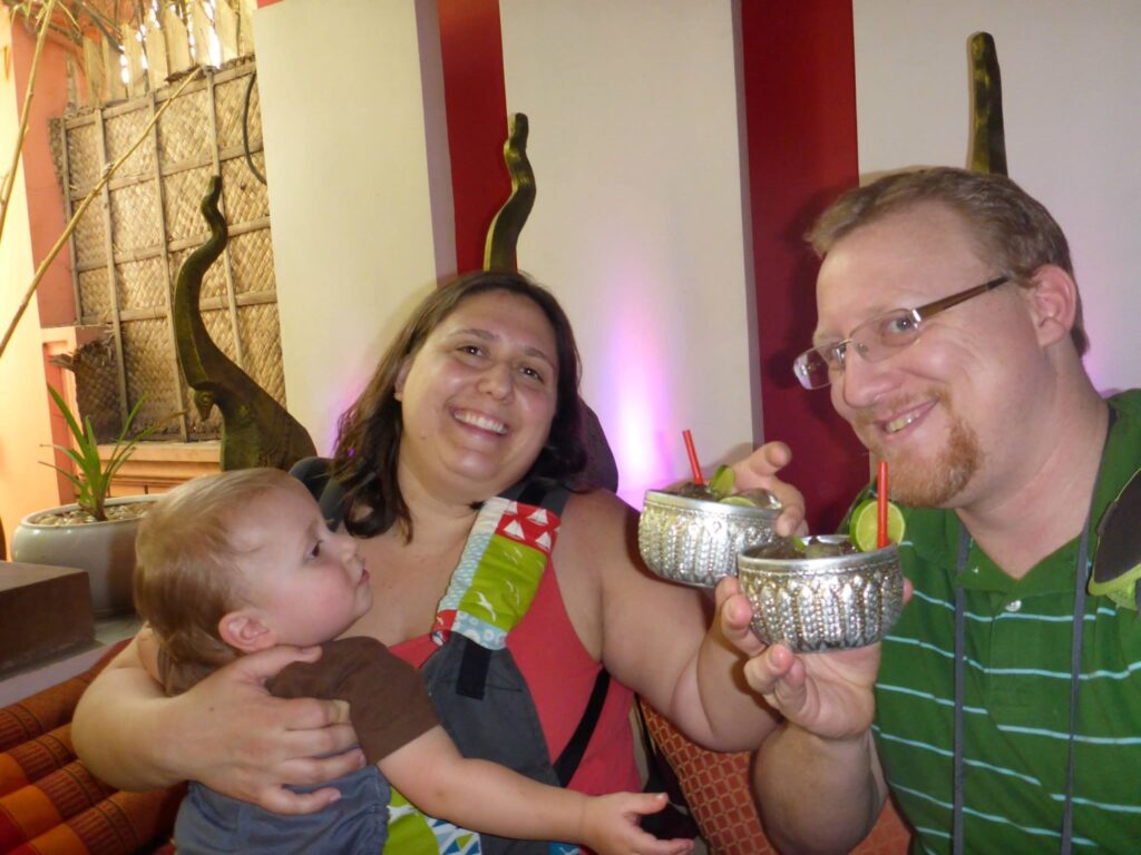 Our family in 2014 at our hotel in Cambodia
